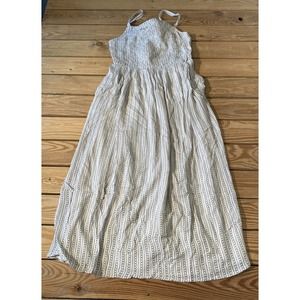Old Navy White Striped Midi Sundress